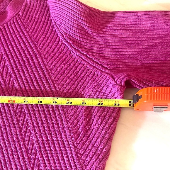 Allison Daley Plus 3X Fuchsia Ribbed Textured Knit Pullover Sweater - Picture 4 of 5